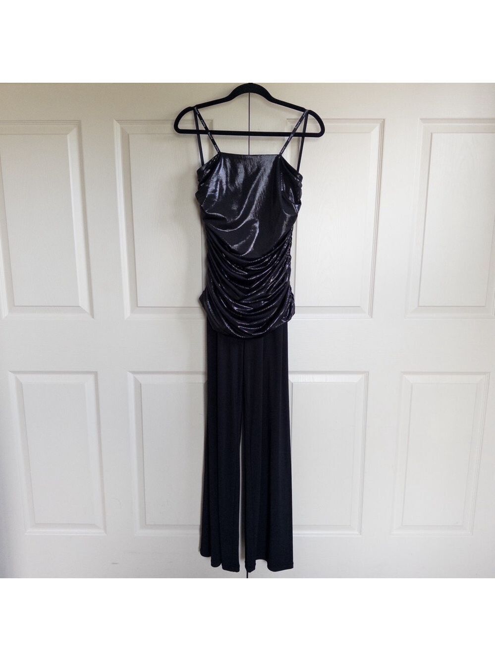 Joseph Ribkoff Black Formal Jumpsuit Shimmering Strapless Wide Leg Womens Size 8
